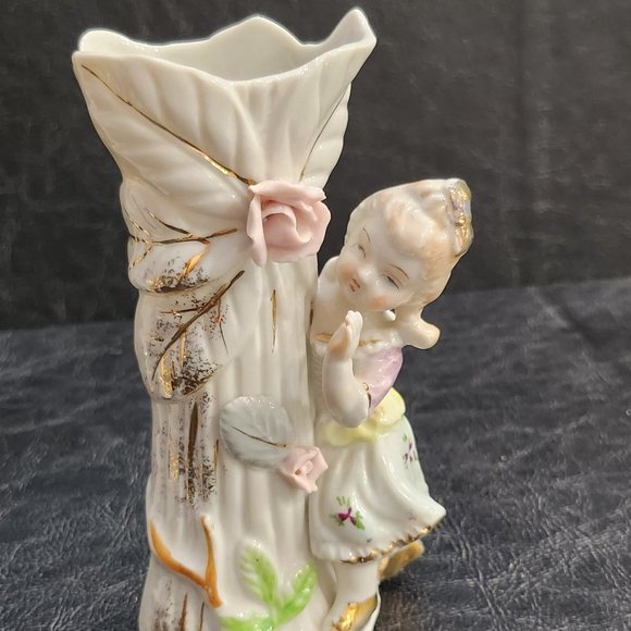 Pair of Vintage 1950s Ucagco Porcelain Figural Spill Vases Made in Japan - Picture 8 of 10